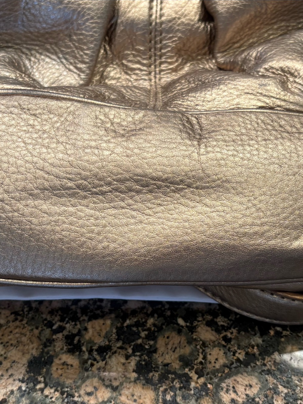 Authentic Michael Kors Layton Metallic Gold Pebbled Leather Shoulder Bag w/ Dust - Picture 10 of 13